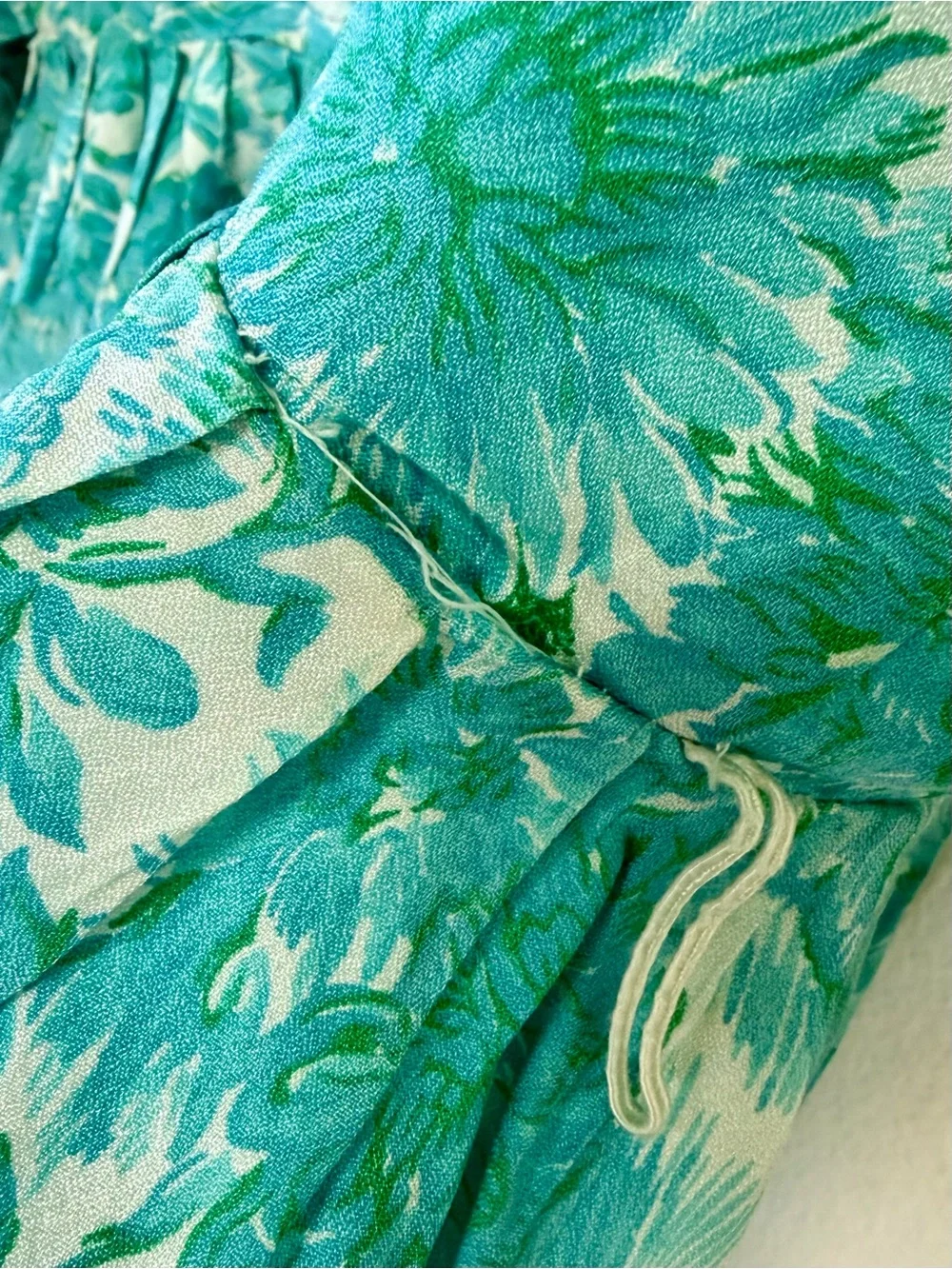 Vintage Silver Palm California Dress / Turquoise Hawaiian / Tiki / Modern L-XL - Picture 10 of 13